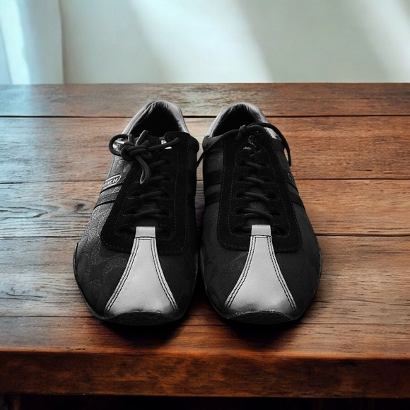 Coach Katelyn Black Silver Signature Jacquard Leather Low Top Sneakers - 9.5 EUC - Picture 7 of 12